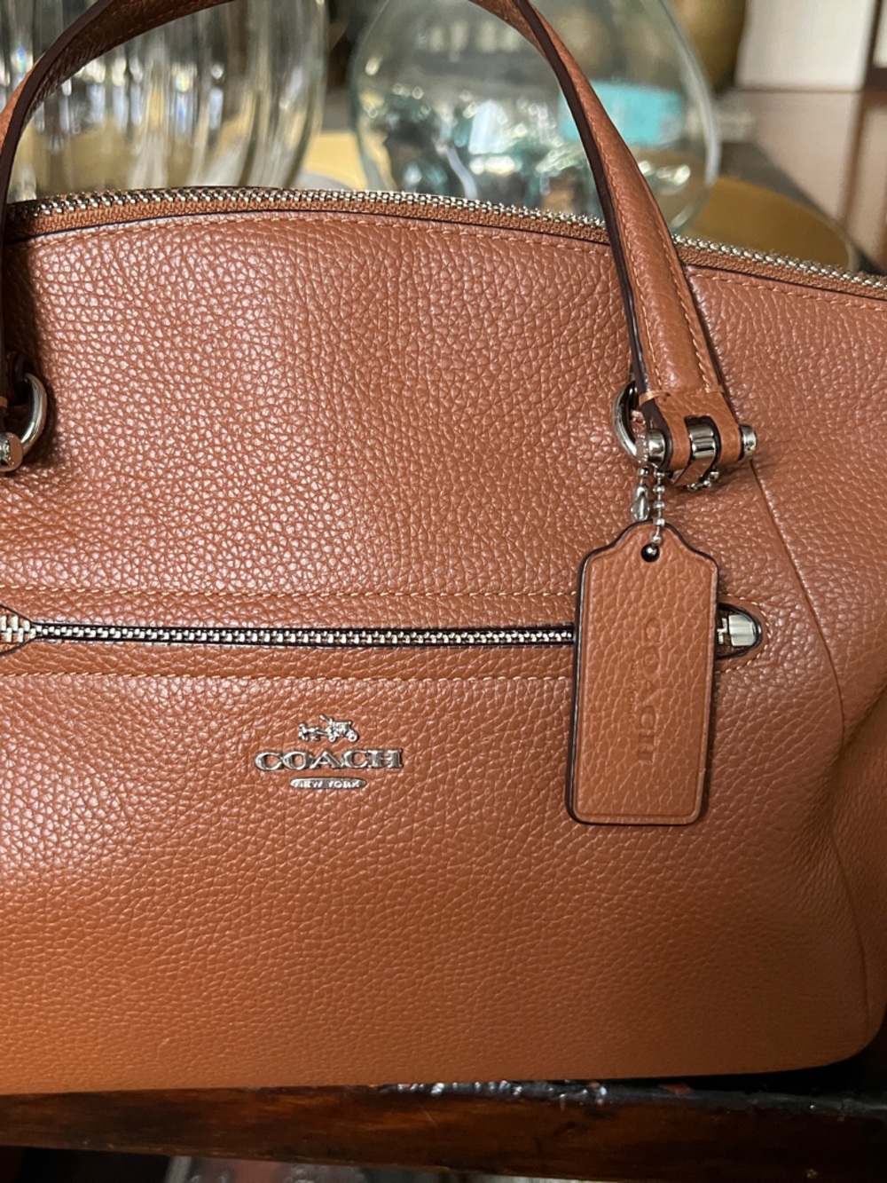 Coach Pebbled Leather Shoulder Bag in Saddle